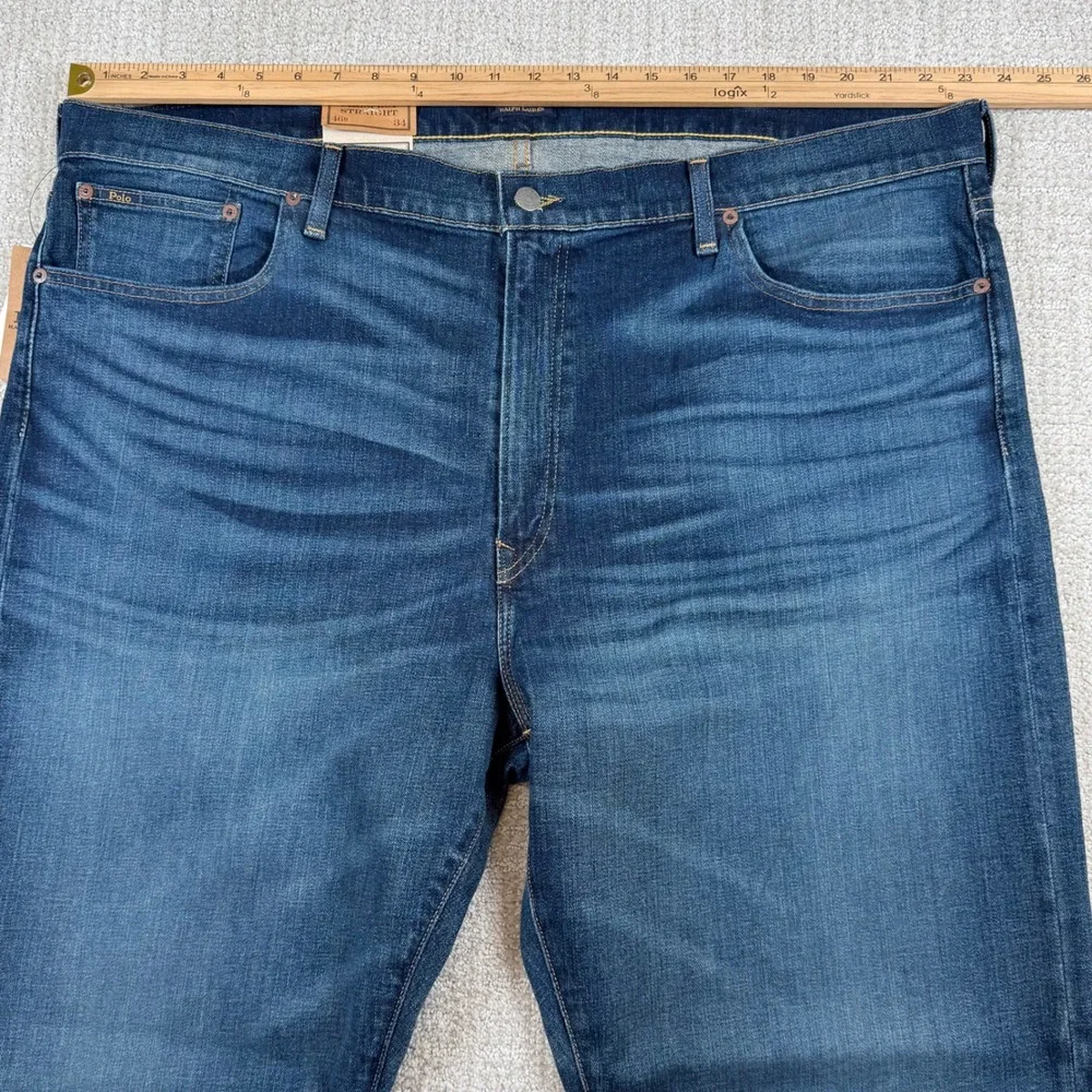 NEW Polo Ralph Lauren Mens 46x34 Prospect Straight Leg Denim Blue Jeans